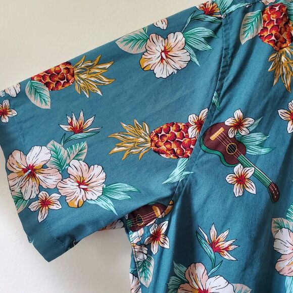 COOFANDY Hawaiian Aloha Shirt Short Sleeve Casual Button Down Floral Ukelele L - Picture 5 of 10
